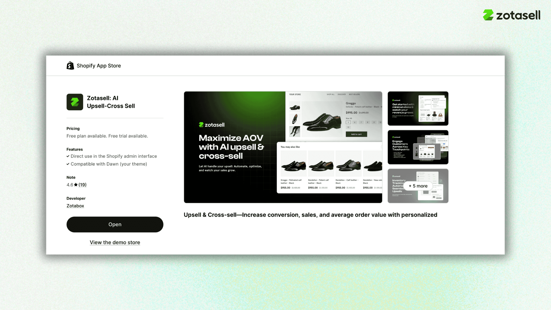 Zotasell Shopify upsell app 2025 – increase ROI and AOV with AI-powered cross-sell
