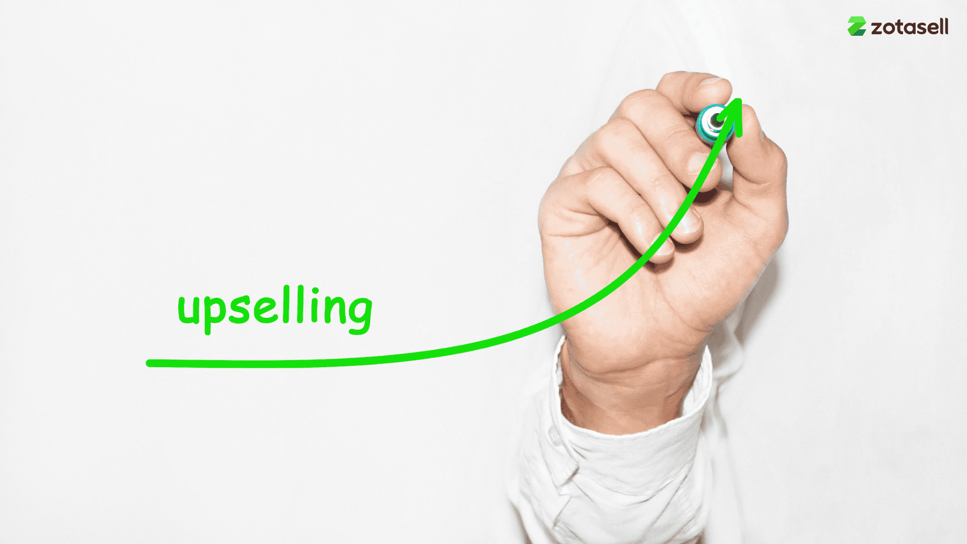 Upselling growth illustration with rising green arrow – Zotasell